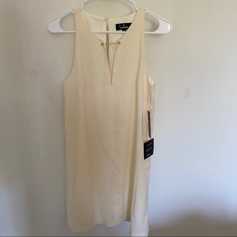 NWT Lulu’s Cream Dress with Gold Accent